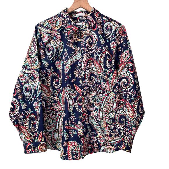 Chico's Tops - CHICO’s Paisley Button Down Shirt Size 3/XL Cotton Lightweight Summer‎ Coastal